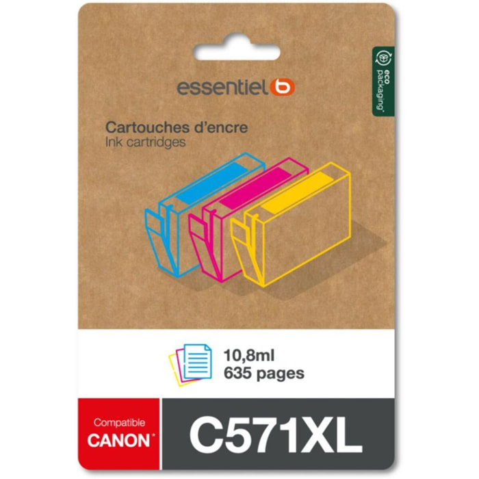 Cartouche d'encre ESSENTIELB C571 XL 3 couleurs