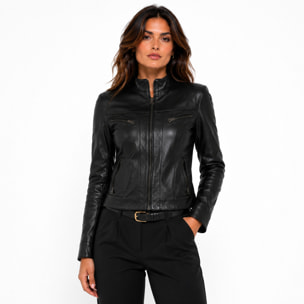 Giubbino in vera pelle di vitello Nero