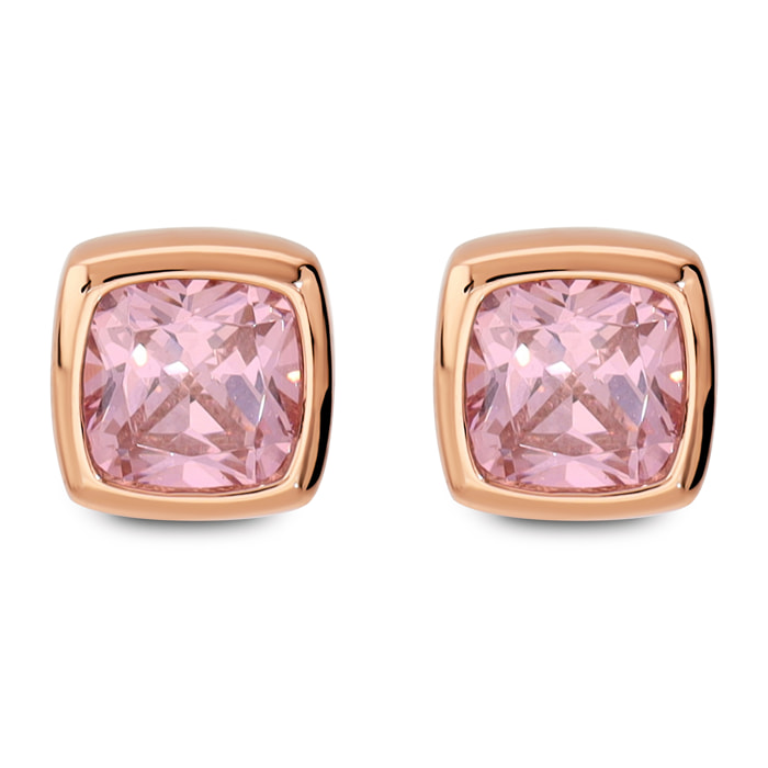 Orecchini a Lobo Quadrati con Cubic Zirconia Rosa