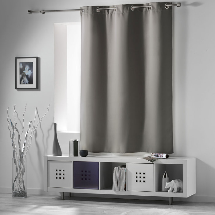 Rideau court obscurcissant 90 % adapté radiateur - Gris Perle