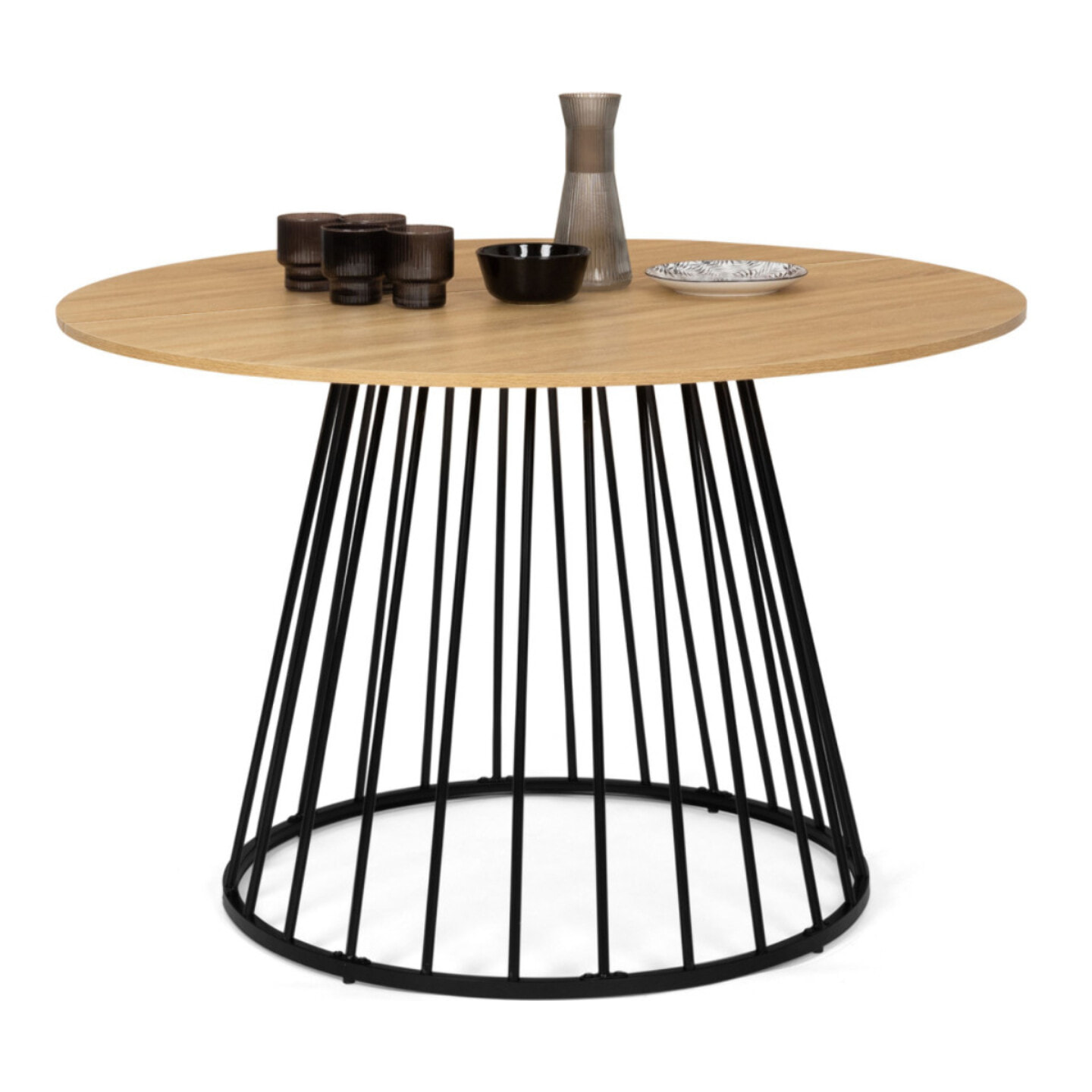 Table repas ronde Adelle 110 cm - Bois - Noir