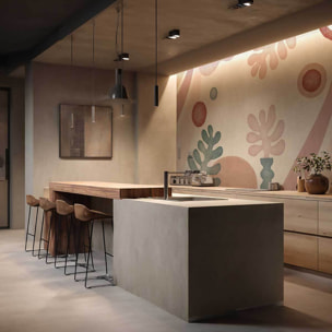 Papier peint panoramique Algues Artistiques Bleues Intissé