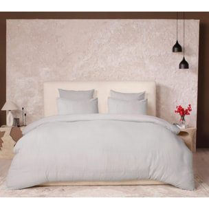 Parure housse de couette gaze de coton lavé gris glacier