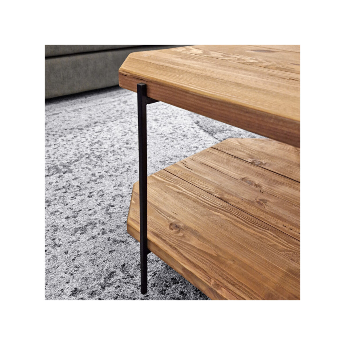 Table basse en pin recyclé et métal noir - ORIGIN