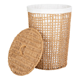 Portabiancheria Pomal in carta intrecciata con fodera — naturale e bianco ø42×56 cm
