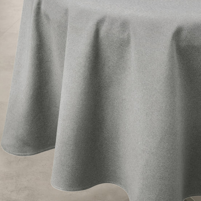Nappe déperlante anti-taches  - Effet lin pour table ronde - Gris anthracite
