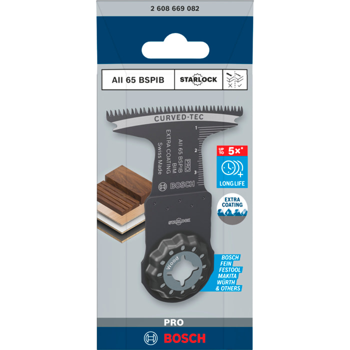 Lame Starlock Pro Bimétal AII 65 BSPIB pour Bois dur - 65 x 40 mm - 5 pièces - BOSCH - 2608669083