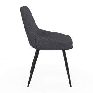 Chaises Ornella tissu gris foncé pieds métal noirs - lot de 2