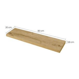 Mensola a muro moderna sospesa Rovere Artisan 80 cm