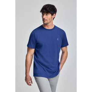 Camiseta azul royal con cuello redondo y bordado Rigby Go