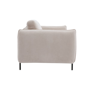 Canapé design 3 places en tissu chenille beige et métal noir TODD