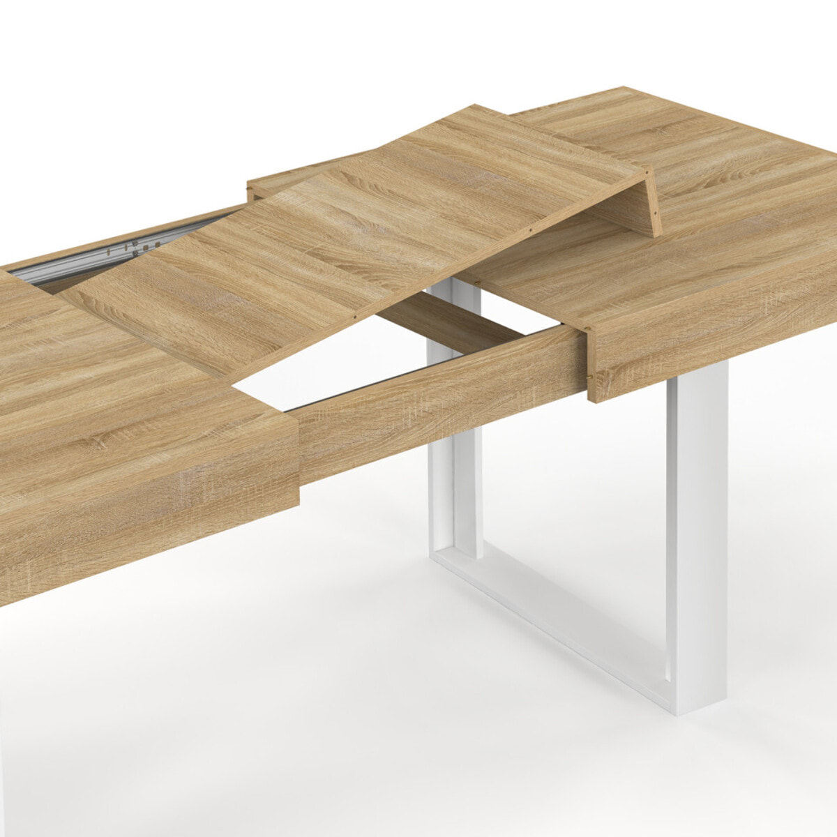 Table à manger extensible Brixton bois et blanc 120-160cm