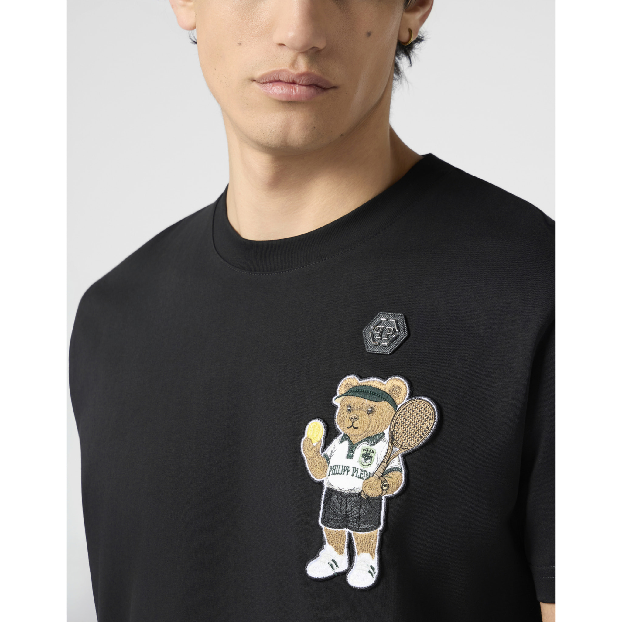 PHILIPP PLEIN Round Neck T-Shirt Teddy Tennis Patch