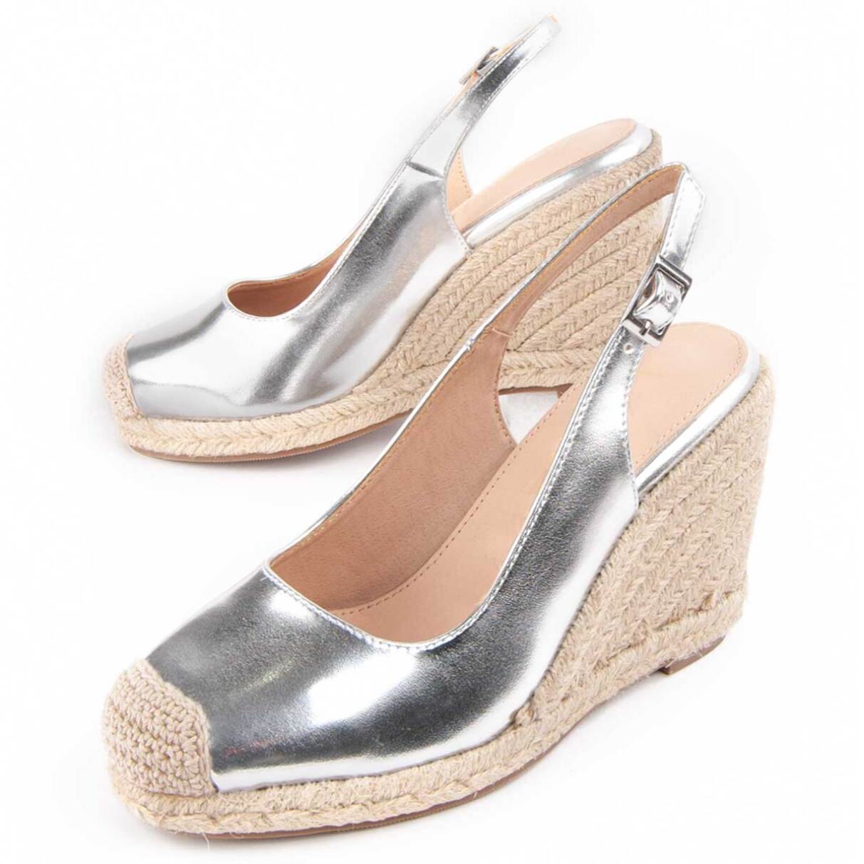 Alpargata De Cuña - Plateado - Altura: 8 Cm