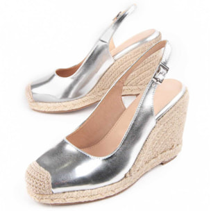 Alpargata De Cuña - Plateado - Altura: 8 Cm