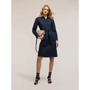 Motivi - Vestito chemisier in denim con cintura - Blu