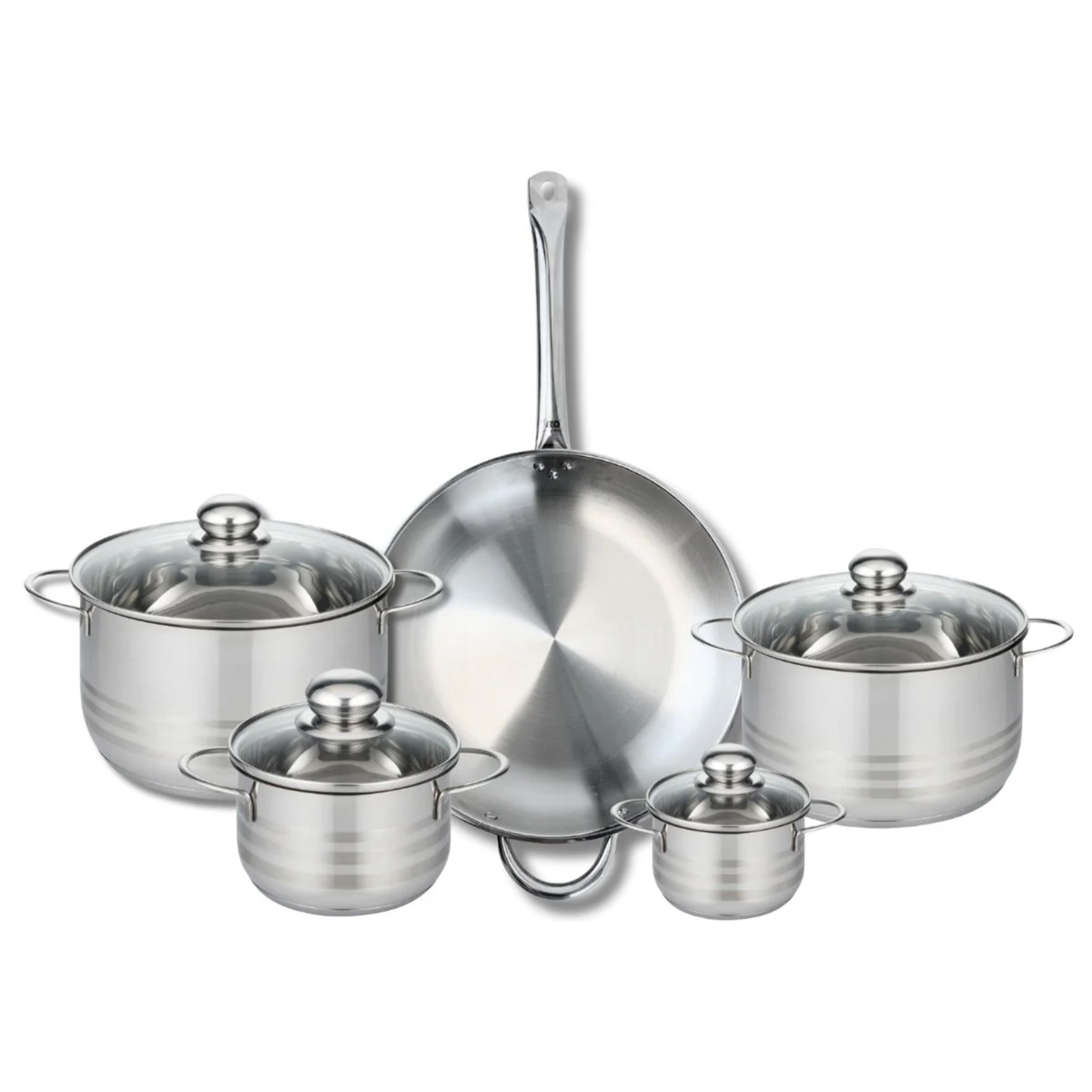 Ensemble de 1 Poêle de cuisson 32 cm et 4 faitouts 12, 16, 20 et 24 cm Elo Profi Brillant