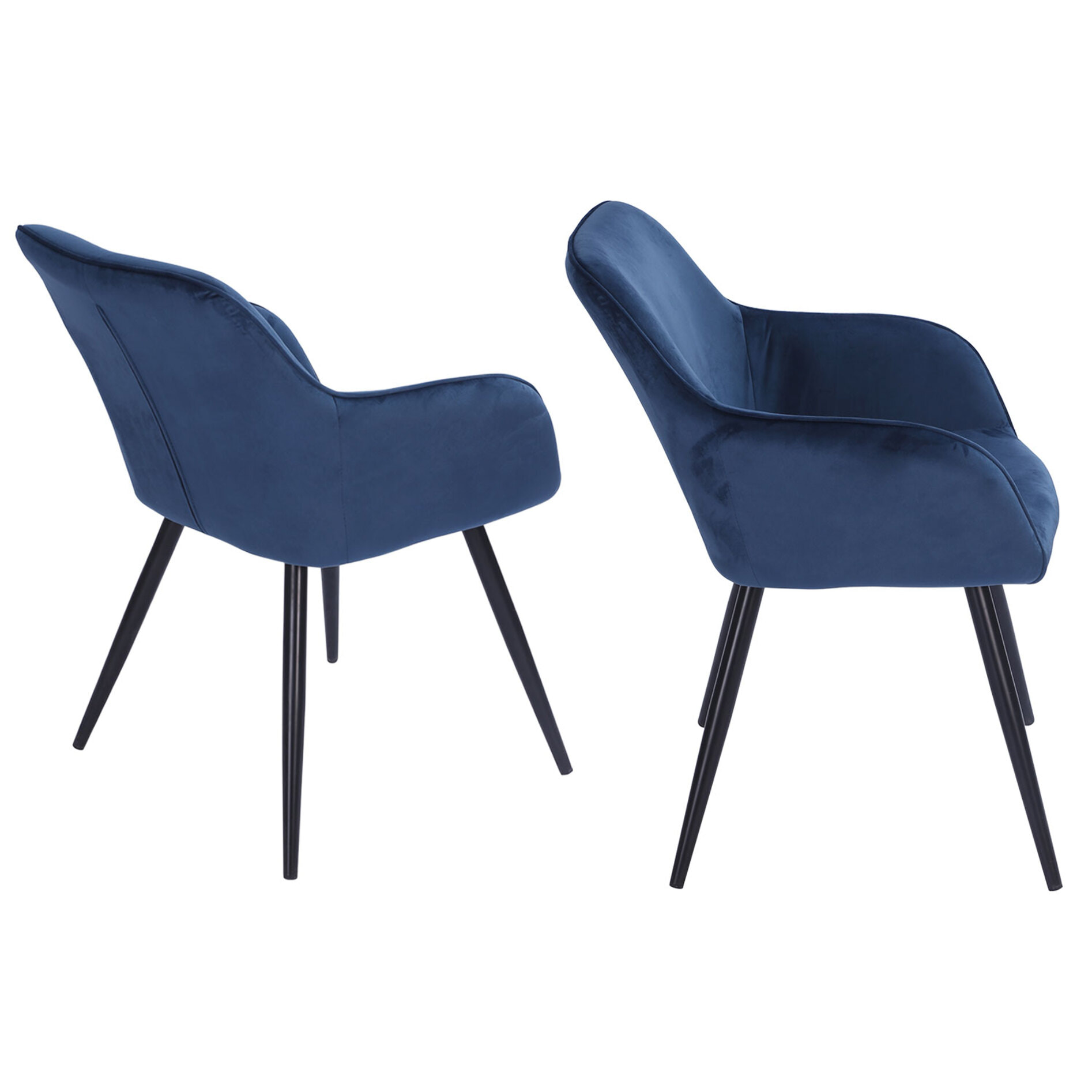 Chaise vintage GISELE velours bleu