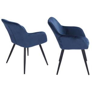 Chaise vintage GISELE velours bleu