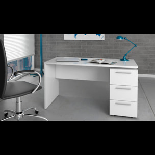 Scrivania con Tre Cassetti Terrasa Scrittoio Mobile per Computer Desk da Ufficio Soggiorno Sala da Pranzo 138 x 74 x 60 cm Colore Bianco