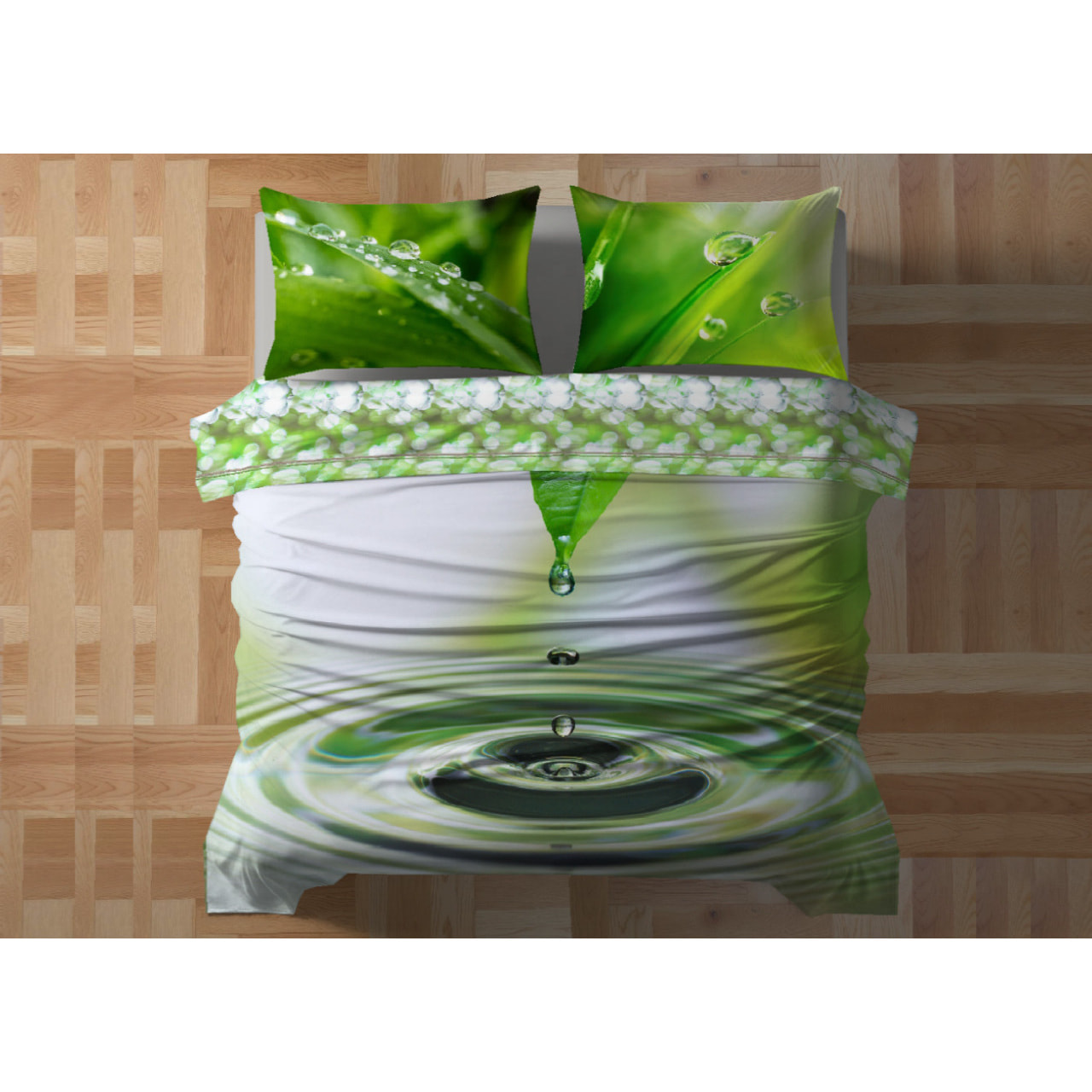 Parure Lenzuola Copriletto Digitale Disegno Green Zen Misura Letto Matrimoniale