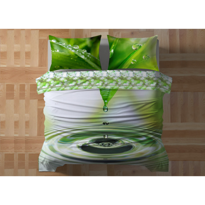 Parure Lenzuola Copriletto Digitale Disegno Green Zen Misura Letto Matrimoniale