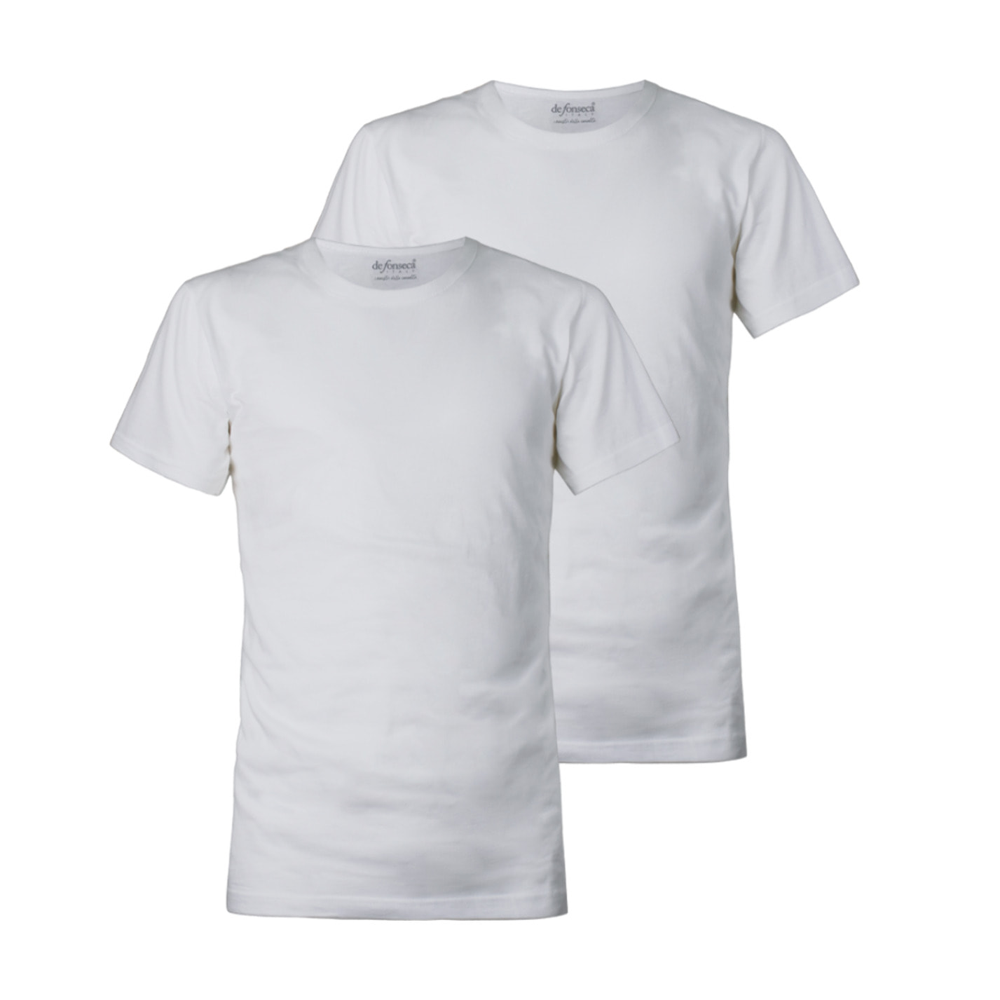 2 Maglie Termiche Uomo Manica Corta Girocollo 100% Cotone De Fonseca, Art. DEFTGU130, Bianco