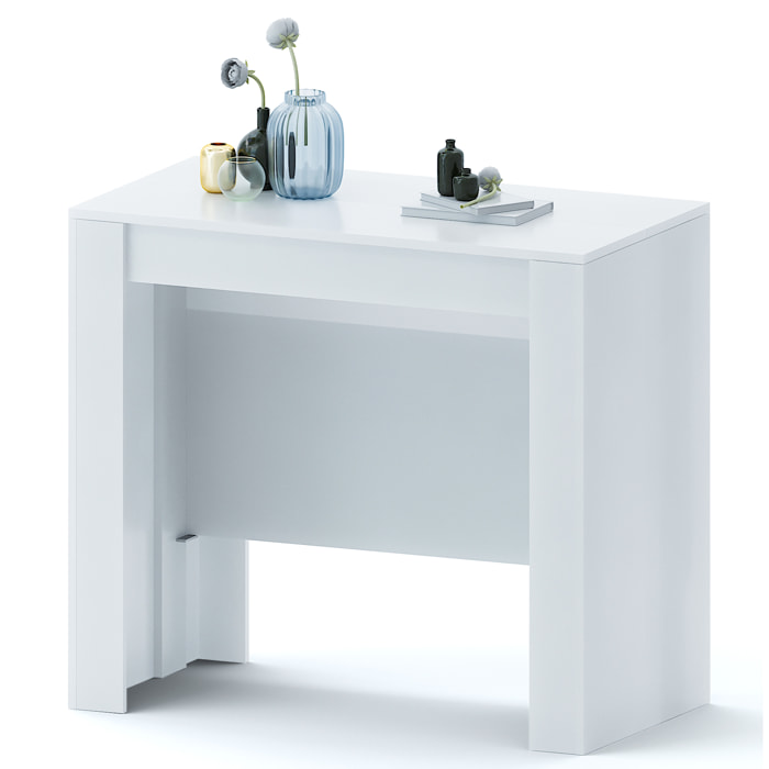 Tavolo Consolle Allungabile Oslo Fino A 2.37 Metri Tavolo 10 Posti Salvaspazio Multiposizione Design Moderno Elegante 78 x 51 x 90 cm Bianco Lucido