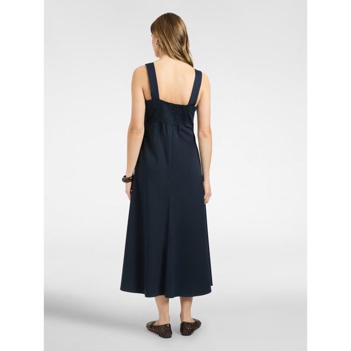 Elena Mirò - Vestito lungo raso misto cotone - Blu