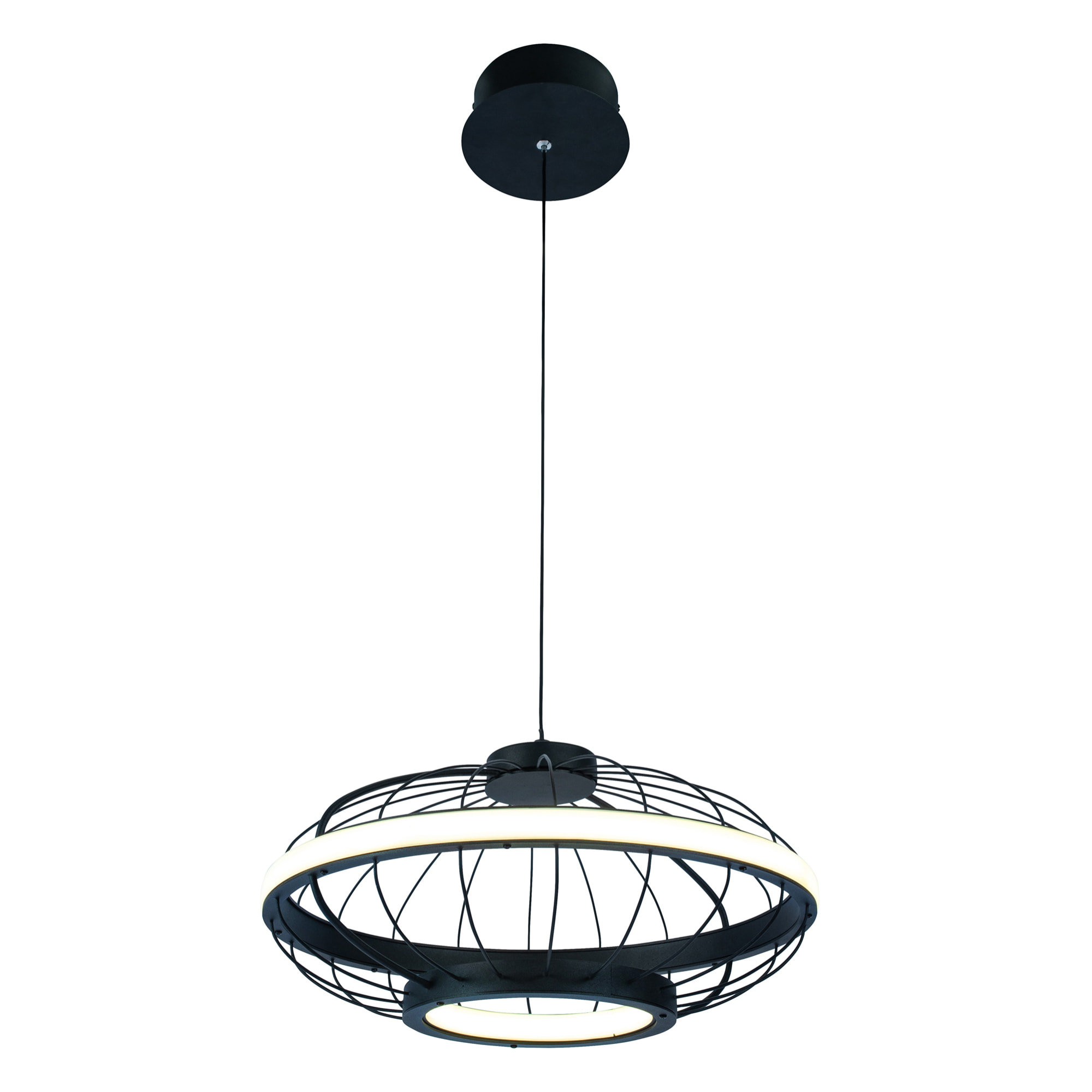 FORLIGHT Colgante Cercle LED 22W Blanco Neutro - 4000K Negro para Interior de Techo en Comedor, Salón, Cocina