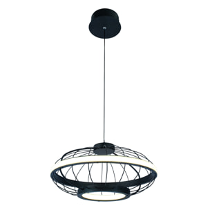 FORLIGHT Colgante Cercle LED 22W Blanco Neutro - 4000K Negro para Interior de Techo en Comedor, Salón, Cocina