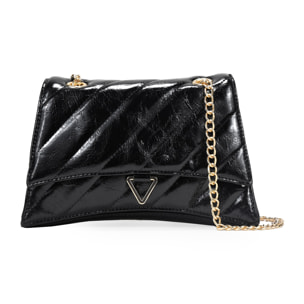Bolso de hombro negro con solapa y cadena