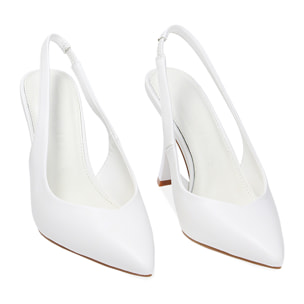 Décolleté slingback bianche, tacco 9,5 cm