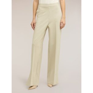 Motivi - Pantaloni palazzo in punto milano gessato con spacco - Bianco