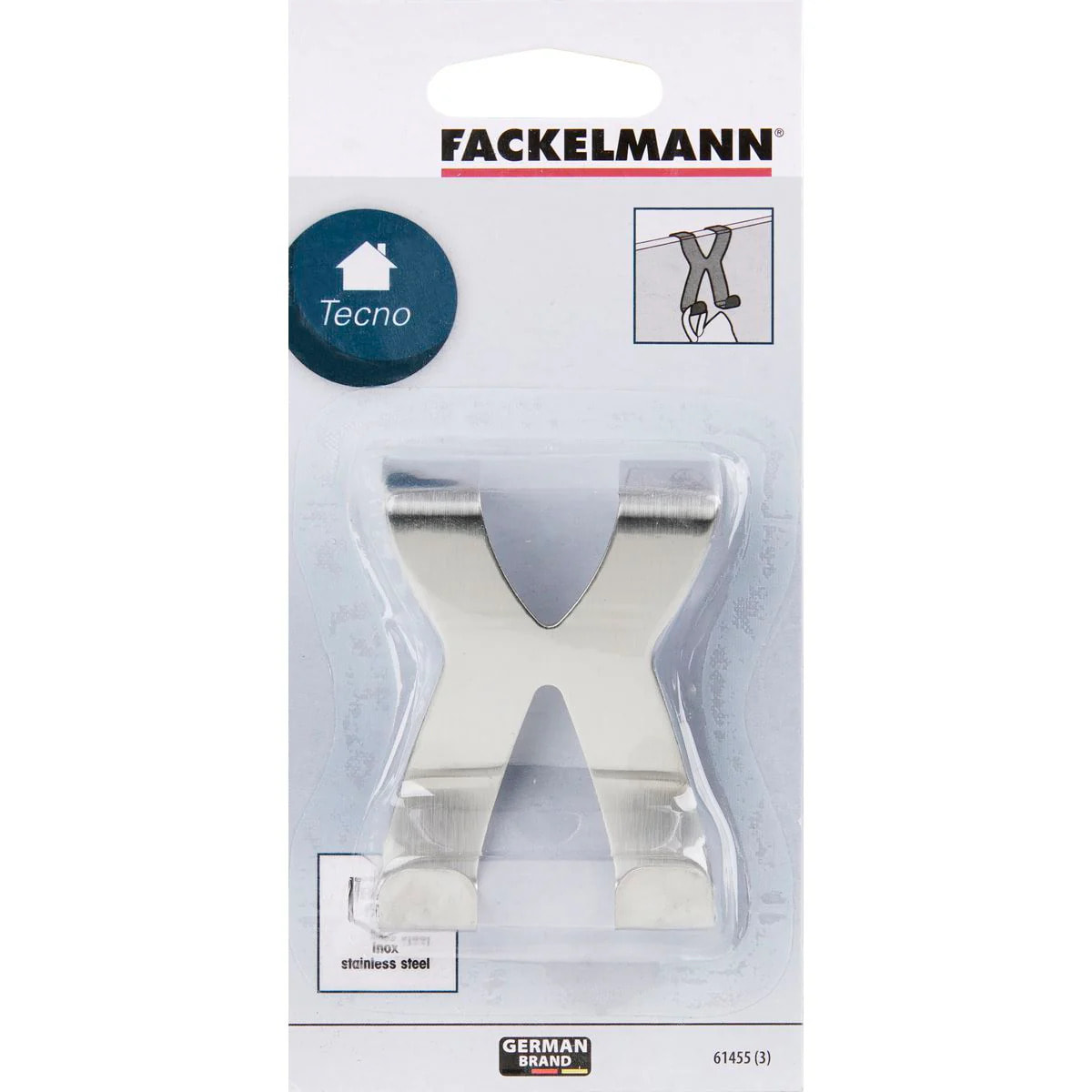 Ensemble de 2 Crochets de porte inox Fackelmann Tecno
