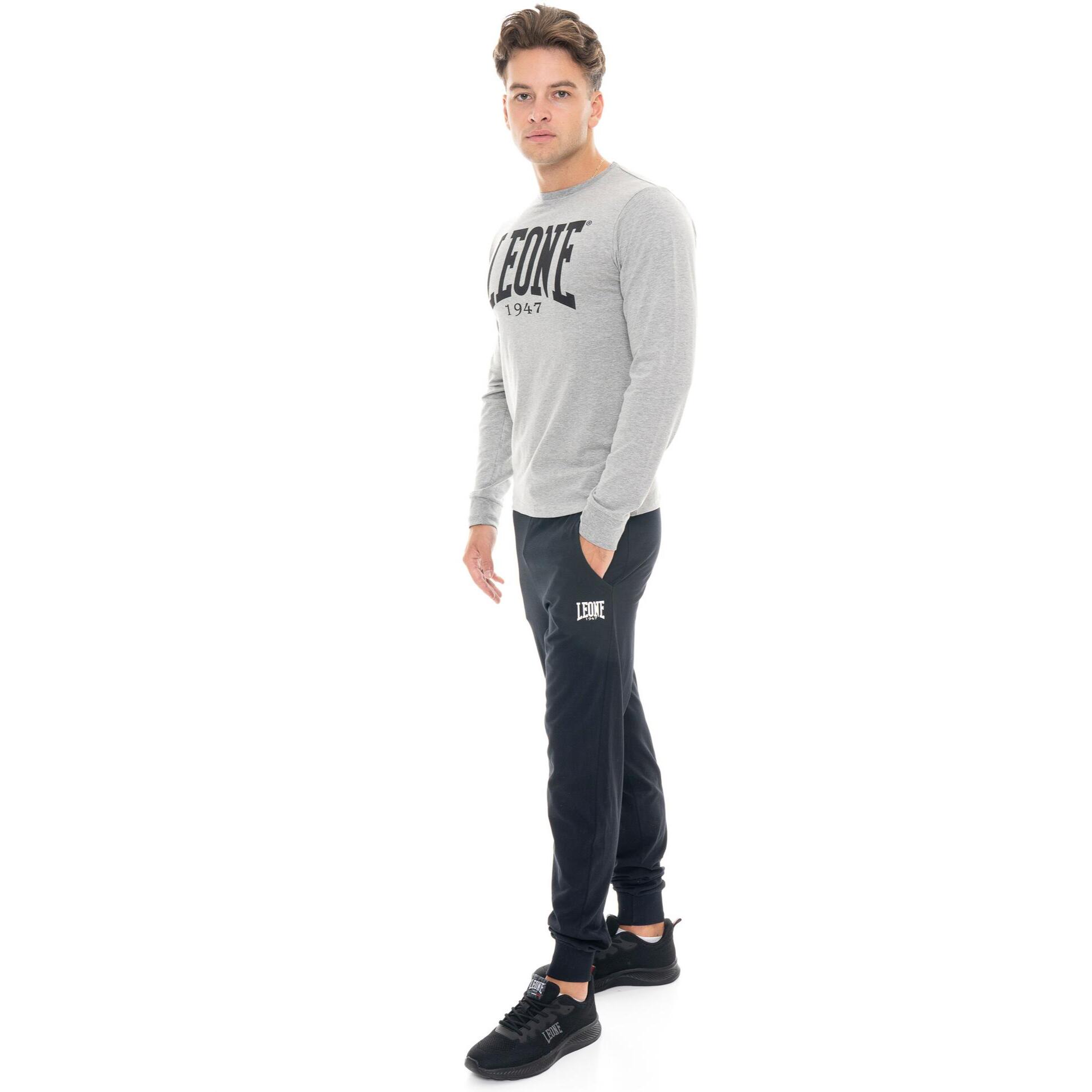 T-shirt da uomo in cotone elasticizzato a manica lunga con logo grande "Basic"