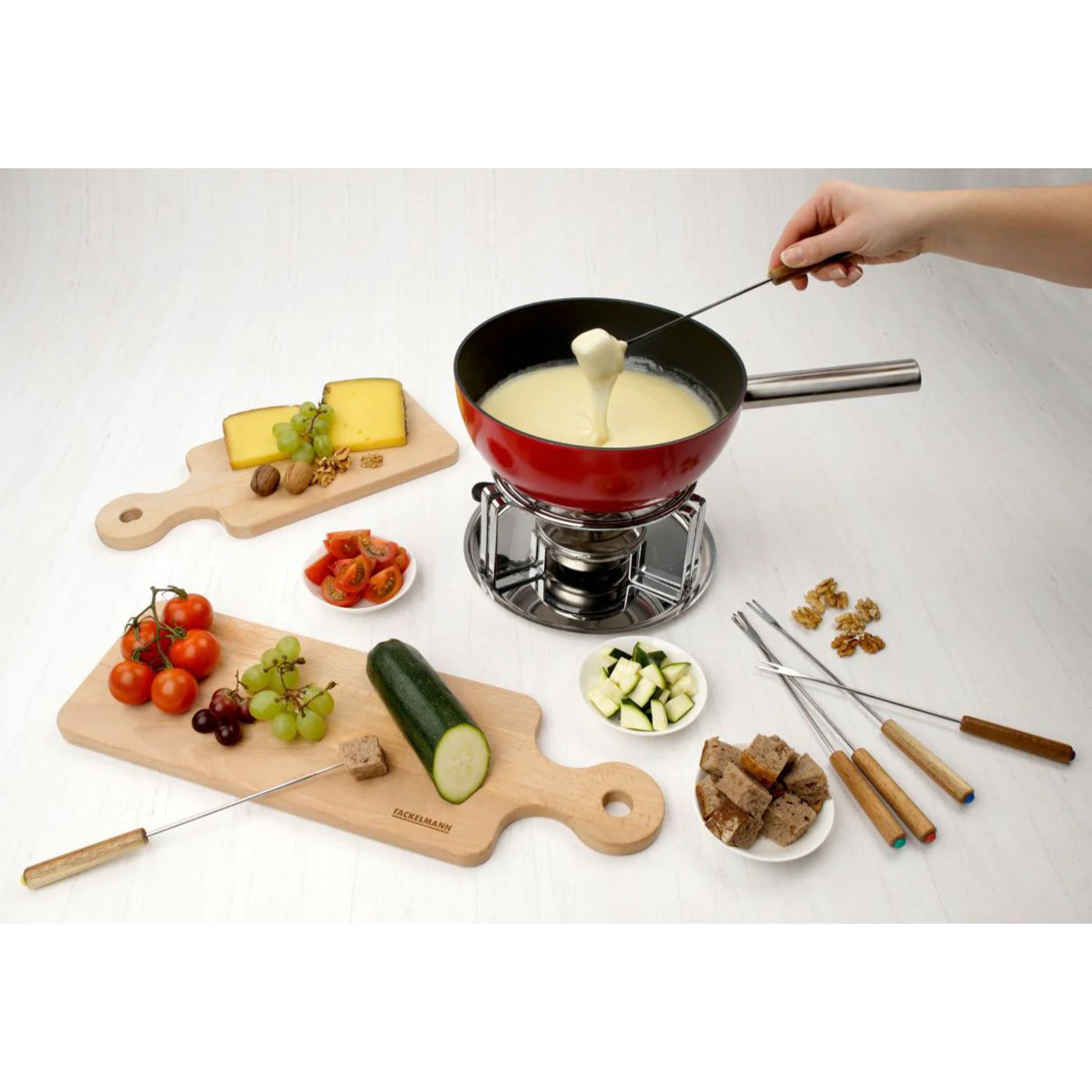 Lot de 6 fourchettes à fondue savoyarde en bois FSC Fackelmann Nature