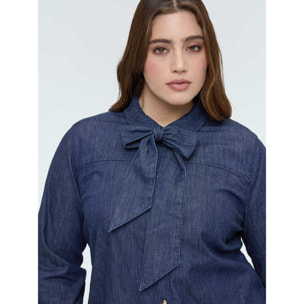 Fiorella Rubino - Camisa de denim con lazo/corbata - Azul