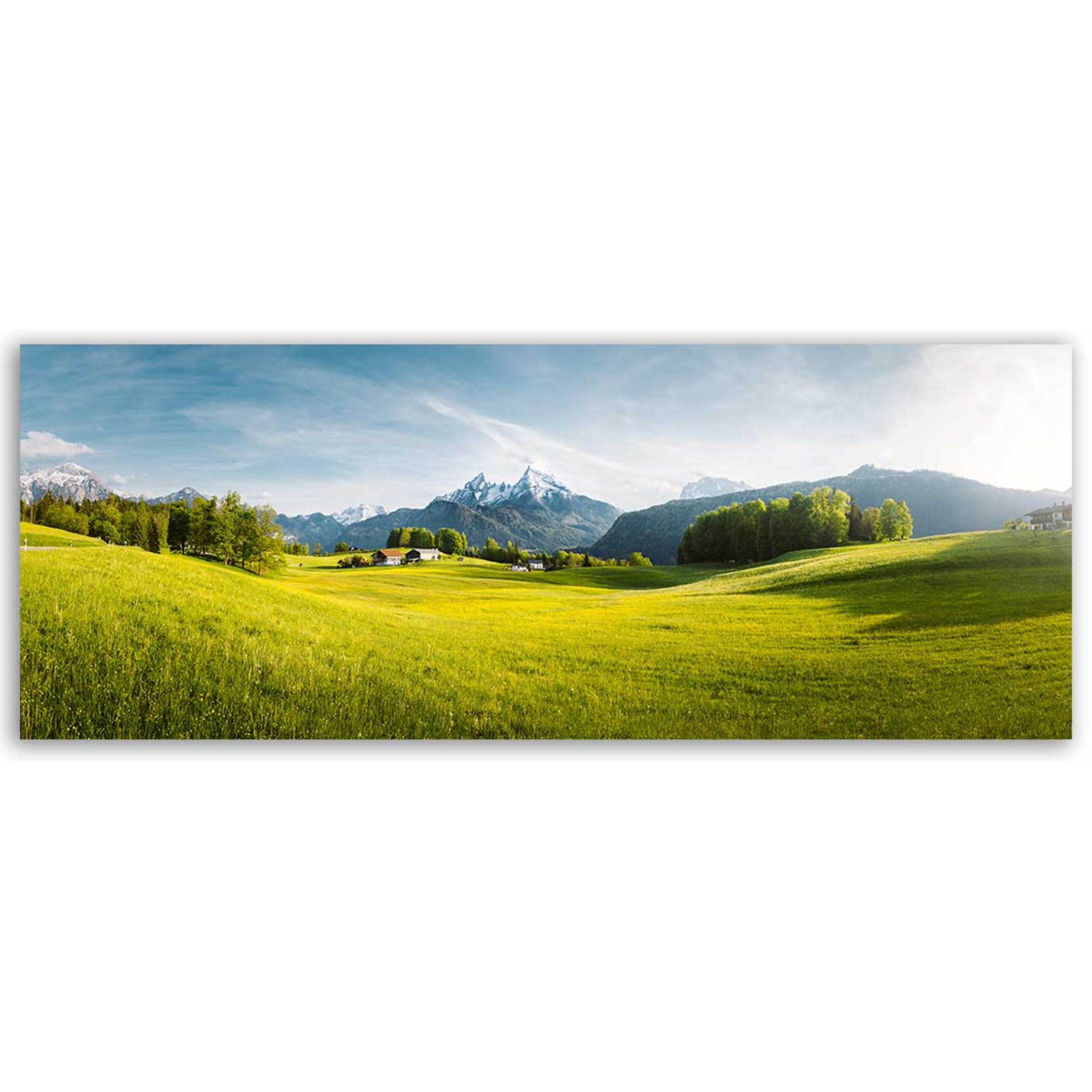 Tableau panoramique vallée verte maisons de campagne Toile imprimée