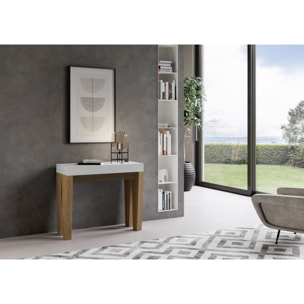 Console Spimbo Small cm.90x42 (extensible à 196) dessus Frêne Blanc structure Chêne Nature