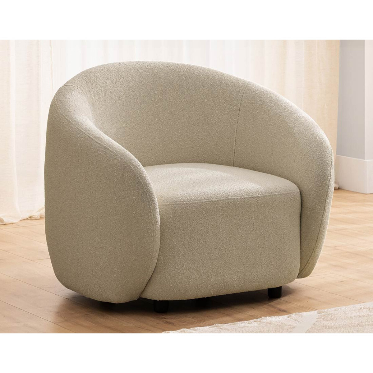 Flore - Fauteuil en tissu bouclette - Taupe