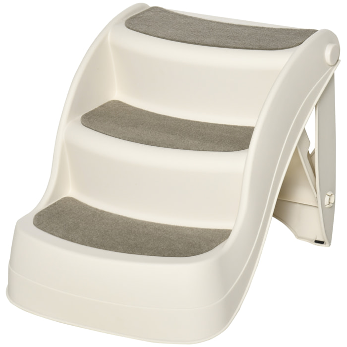 Escalier pour chien animaux pliable 3 marches antidérapant max. 10Kg plastique crème