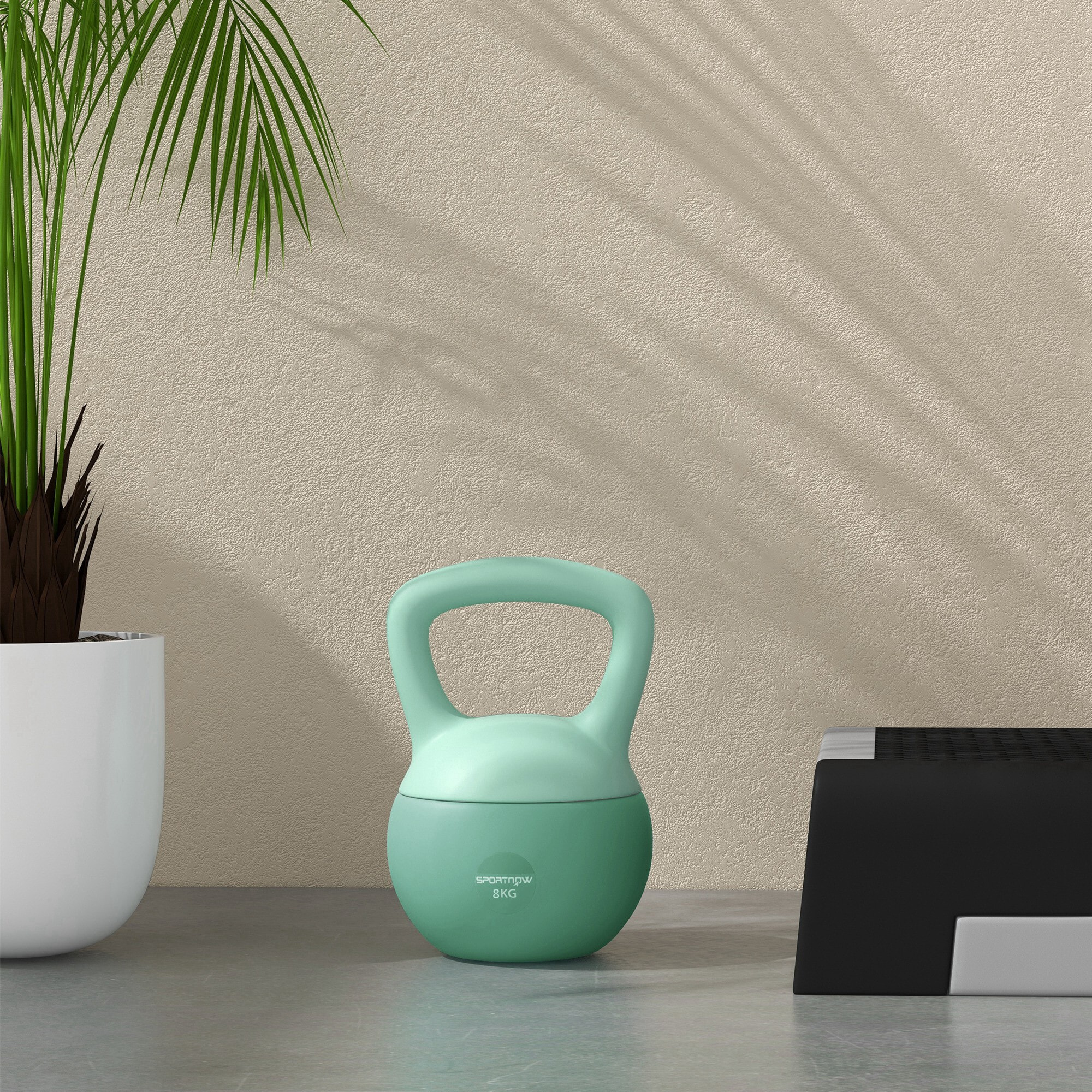 Kettlebell 8kg - haltère avec poignée antidérapante pour fitness musculation cardio, vert