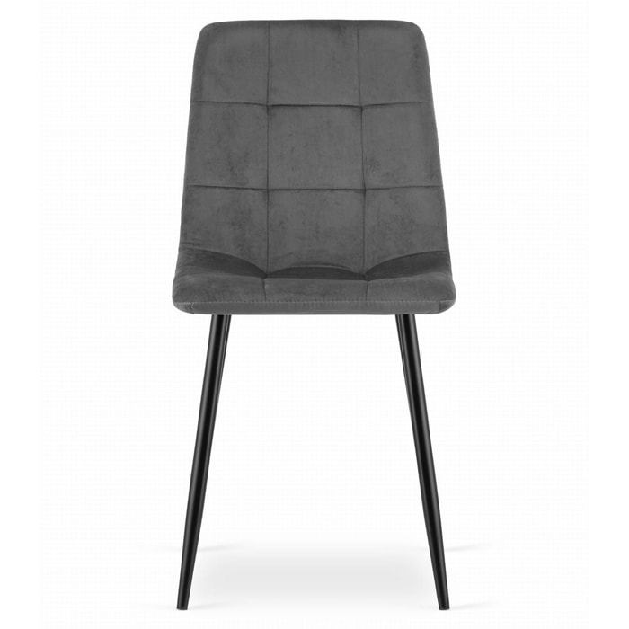 Sedia Kara in velluto grigio scuro con gambe in metallo