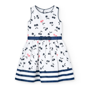 Vestido de satén estampado niña, tirantes, rojo