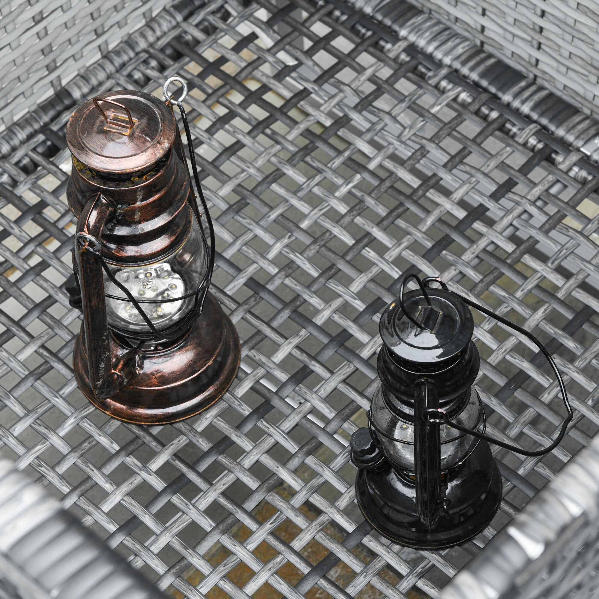 Conjunto de Muebles de Jardín de Ratán 4 Piezas con 2 Sofás Dobles Mesa de Centro Mesa con Arcón Cojines Extraíbles para Terraza Patio Exterior 132x69x64 cm Gris