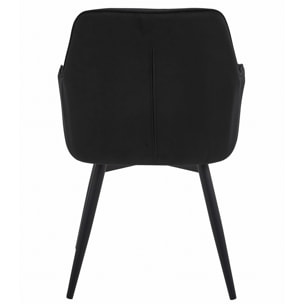 Sedia Girevole JORK360 in Velluto Nero con Gambe in Metallo