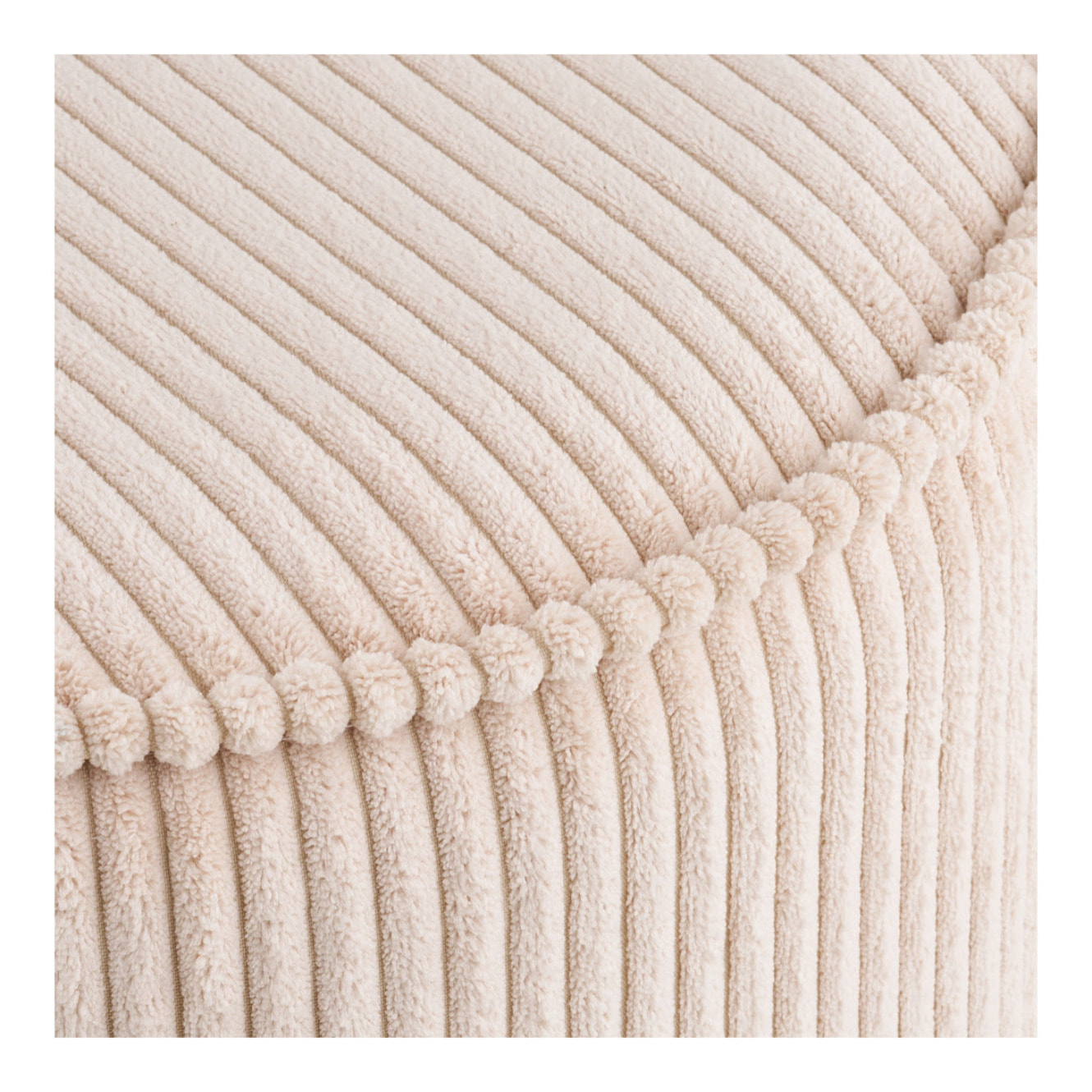 Pouf Taupo in velluto a coste beige ø40×35 cm