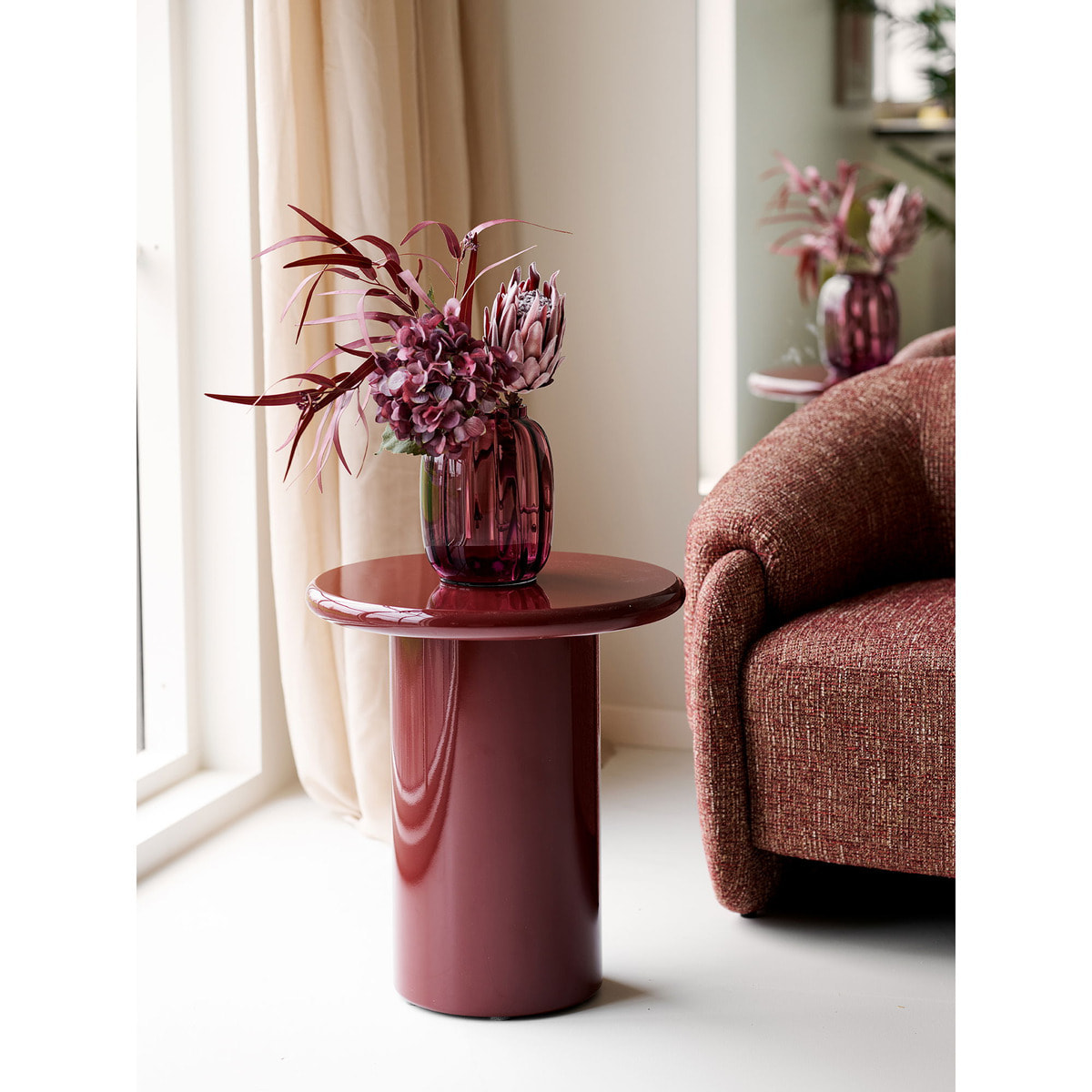 Tavolino d'appoggio Otago bordeaux ø45×50 cm
