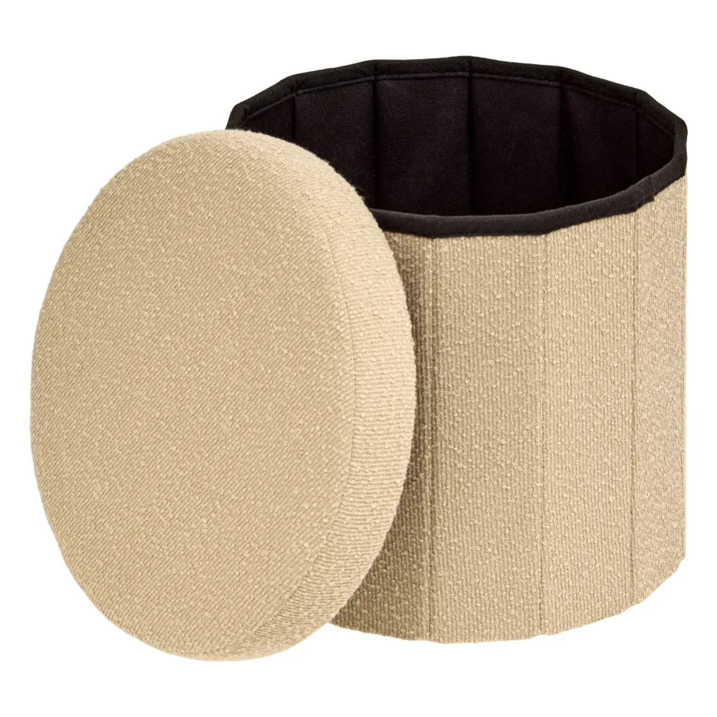 Pouf Fink rond pliable D.38cm beige